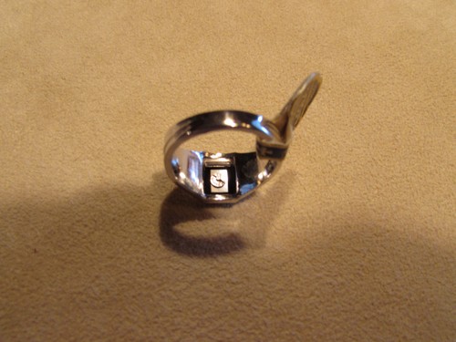 Anello Iniziale "C" Ragazzo/Dito Piccolo Argento Sterling con Pietra Onice Originale - Foto 10 di 14