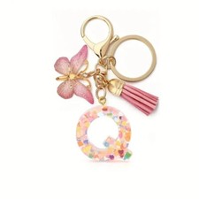 Pink Butterfly Initial Letter Q Keychain Pendant Resin Keychain Purse Gift New