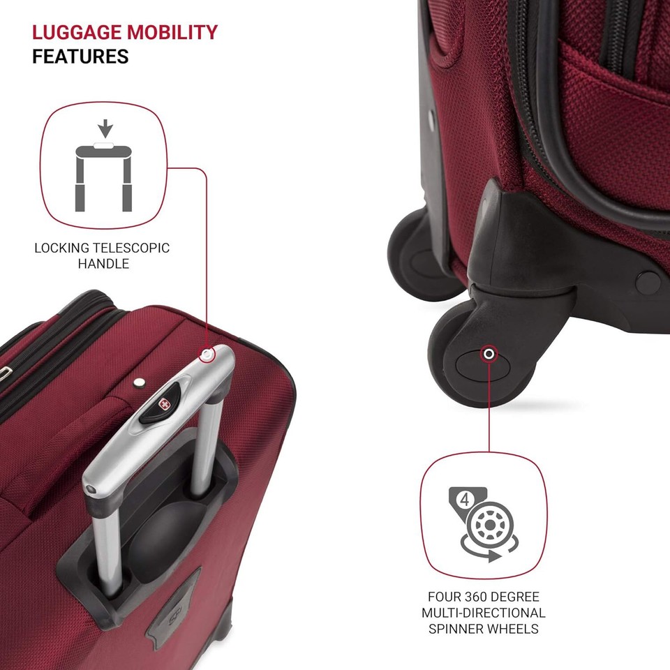 SwissGear Sion Softside Expandable Roller Luggage, Burgundy, CarryOn