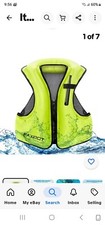 Faxpot Inflatable Swimming, Snorkeling Vest Unisex 6  Portable Size Large NWT