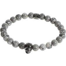 Pulsera NORTHSKULL Negro Mate Imagen Jaspe Perforado Gunmetal Calavera Char