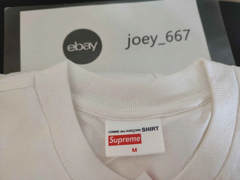 Supreme Comme des Garçons SHIRT Split Box Logo Tee White (FW18) - Medium - DS - Photo 3/4