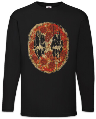 Dead Pizza Face Herren Langarm T-Shirt Fun Maker Pizzeria Food Deadpool