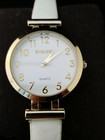 Embassy Watch Gold Case White Dial Faux Leather Band Quartz Watch EM4435L Works — photo 1