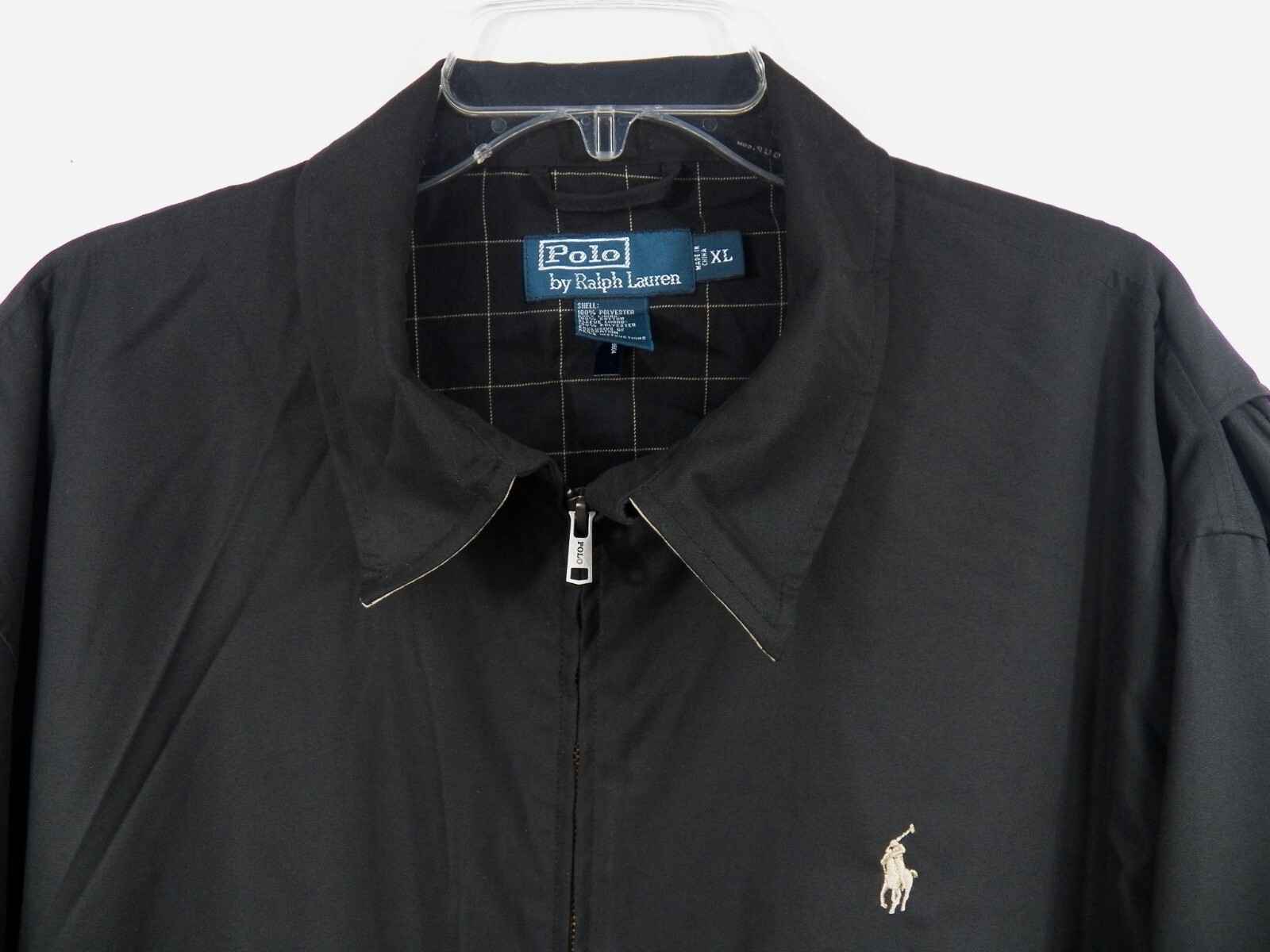POLO RALPH LAUREN UOMO XL GIACCA FULL ZIP NERO BEIGE PONY LOGO INVERNALE POLIESTERE