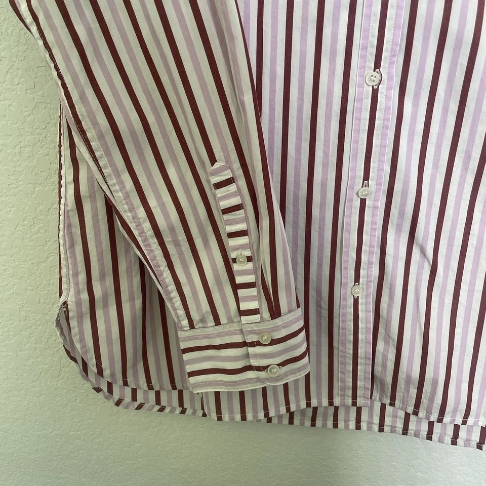 Camisa rosa a rayas talla grande manga larga J Crew para mujer Foto 4 de 4