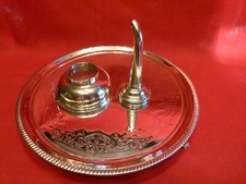RARE HESTER BATEMAN GEORGIAN 1775 SOLID SILVER WINE FUNNEL & DECANTER TRAY.