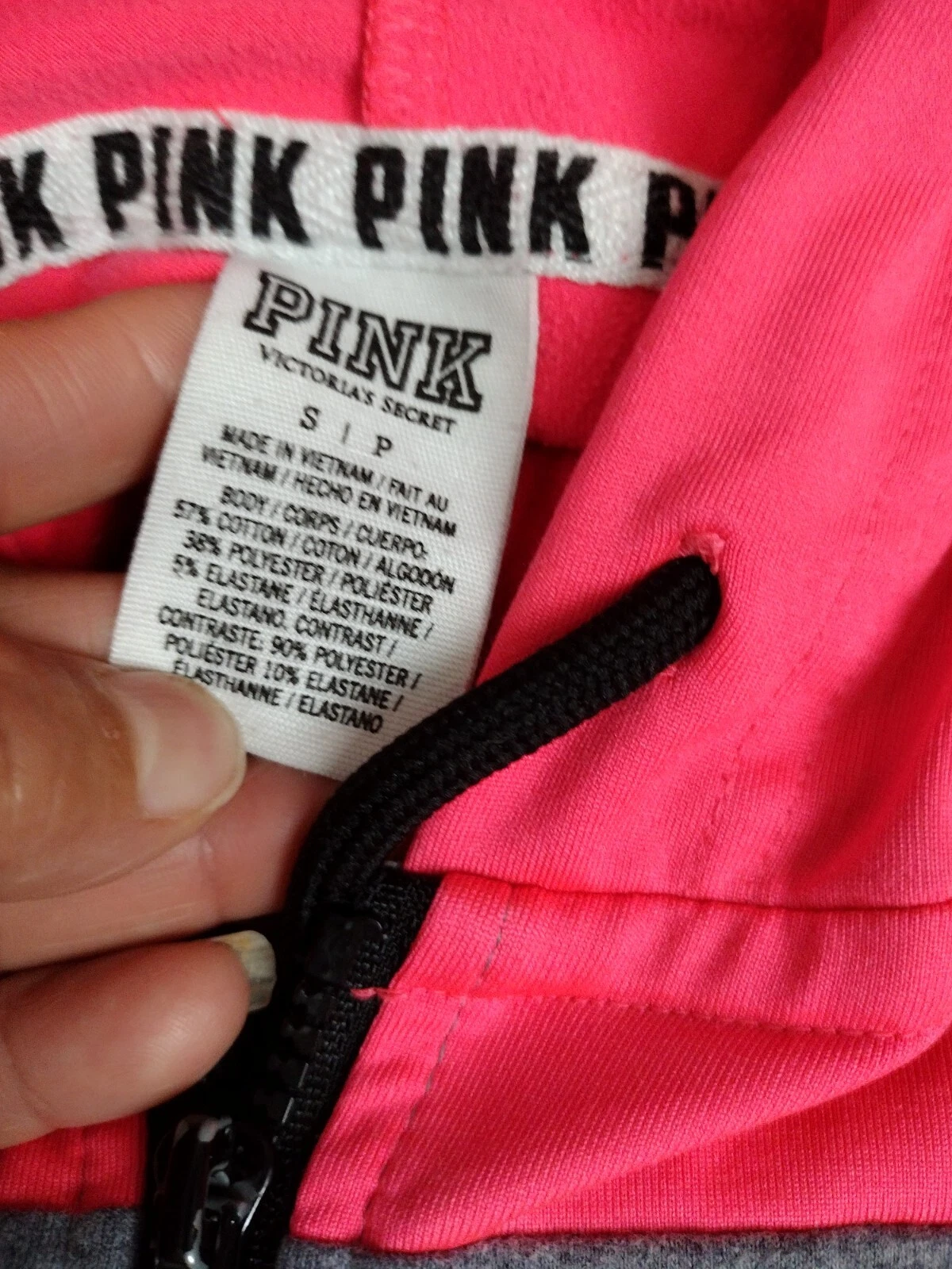 UNDERCOVER Giacca con cappuccio e zip intera Victoria Secret rosa e grigio colorblock taglia small