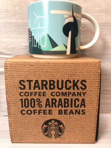 Tasse tasse à café Starbucks Séoul Corée du Sud 14 oz NEUVE dans sa boîte bleu Sky Tower - Photo 1/11