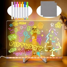 LED Note Board With Colors Acrylic Dry Erase Board For Creative DIY Art