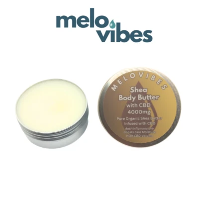 MELOVIBES CBD Muscle Rub with 4000mg CBD Shea For Dry Skin Pain Relief Organic Body Butter