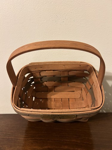 Vintage 1987 Longaberger Mistletoe Basket Single Handle Green Splints - Picture 7 of 11