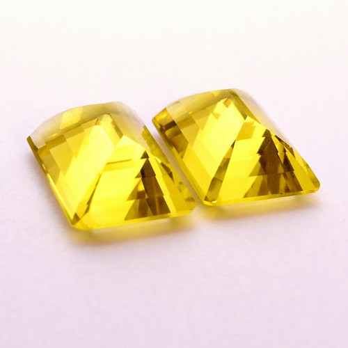 74.80 Cts Natural Lemon Quartz Octagon Cut Pair 25x18 mm Green Gold Gemstones - Picture 6 of 7