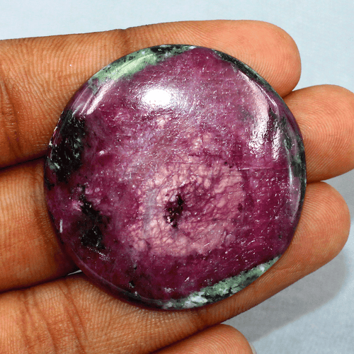 144 Cts Natural Flashy Ruby Zoisite AAA Grade 42MM Round Cabochon Loose Gemstone - Picture 13 of 14