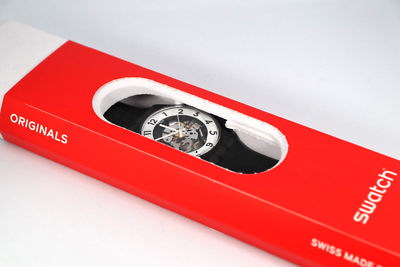 NEW Limited Swiss Swatch SKELETOR Skeleton Numbers Dial Black