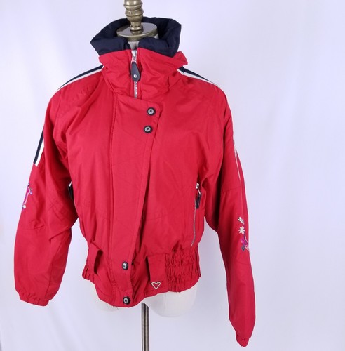 Obermeyer Savannah Ski Jacket Womens Size 10 Red Floral Embroidered Full Zip - Picture 3 of 18