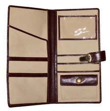 RED ENVELOPE Brown Leather Slim Passport Travel Wallet 9 x 4.5