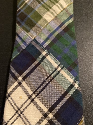 Excellent GAP Boys Tie Blue Green White Madras Plaid Patchwork - Picture 2 of 6