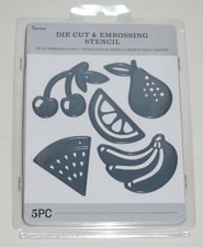 New Darice Silver Summer Fruit Theme Die Cut Embossing Stencils 5pc Set