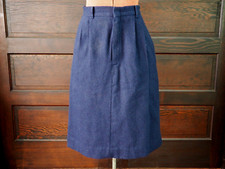 VTG 70s Miss Cameron Navy Blue Wool Pencil Skirt Pockets Preppy USA Made Sz S