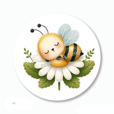 Whimsical Sleeping Bee On Daisy Scrapbook Stickers Bee Favors Envelope Seals
