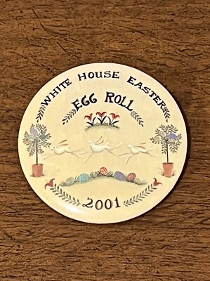 White House 2001 Easter Egg Roll Button/Pin 2 1/4 Inch