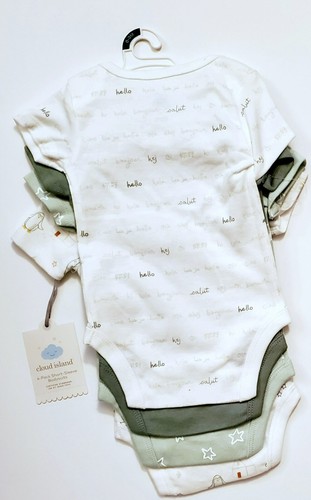 Cloud Island Baby Jungen Mädchen 4er Pack Bodys 0-3M grün weiß Tiere Sterne - Bild 3 von 5