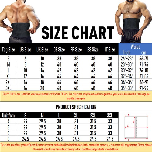 Mens Abdomen Slimming Body Shaper 100% Latex Waist Trainer Cinchers Plus Size US - 第 20/20 張圖片