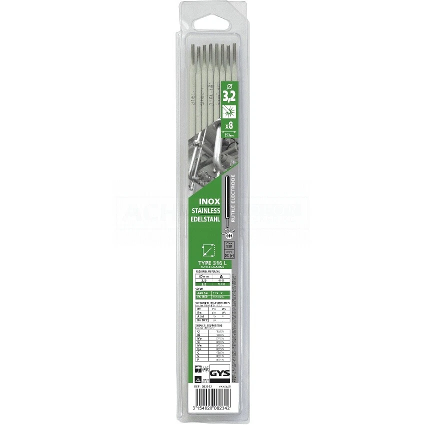 GYS 8 Edelstahl-Elektroden - 316 L - Ø 3,2 mm - Blister - 082342 - Bild 1 von 1