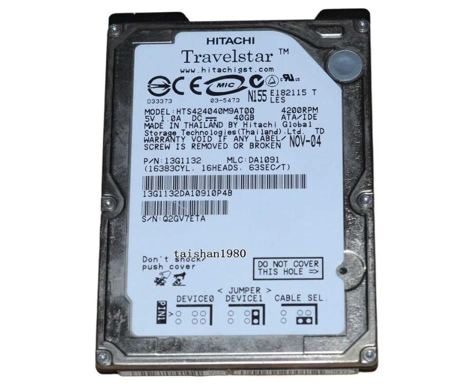 HITACHI 2,5" 40 GB IDE/PATA 4200 RPM 2 MB HDD HTS4240M9AT00 driver rigido per computer portatile - Immagine 4 di 4