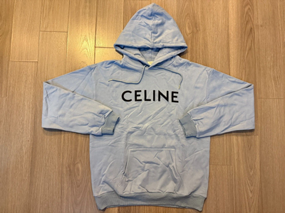 L】CELINE Logoprint Mesh Pullover Hoodie
