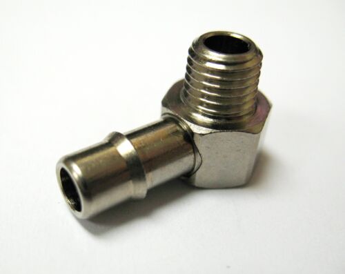 1pc 1/4" ID Hose x 1/16" NPT Nickel Plated Brass Elbow MettleAir 139NP-41-SB - Picture 1 of 2