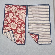Madison Park Pillowcase Set of 2 Georgia Red Floral Reverse Blue Stripe King