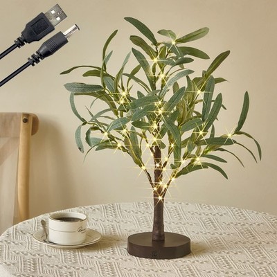 Fudios Little Lighted Tree with Timer 18in 50 LED USB Battery Operated Table ...