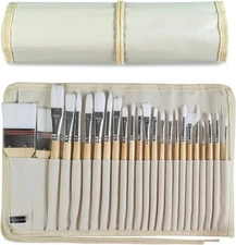 Paint Brushes Set of 24 Pieces Wooden Handles with Large, Multicolor 