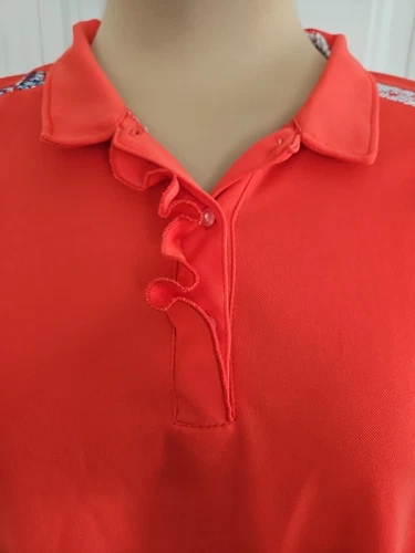 Ladies Pebble Beach Dry-Luxe Performance Golf Polo Shirt - Coral - Size XL - Picture 2 of 10
