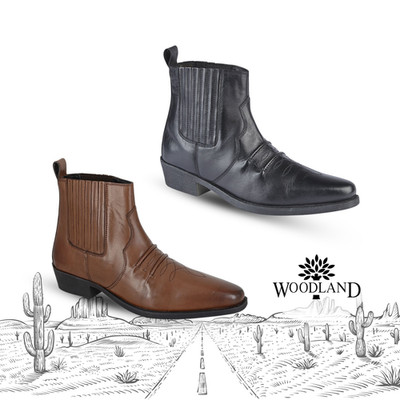 Herren Western Stiefeletten Woodland Zwickel Leder Stilvoll Mode Freizeit UK6-12