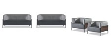Ergonomischer Komplett Sofa-Set 4tlg Schwarz Designer Polster Modern Stil