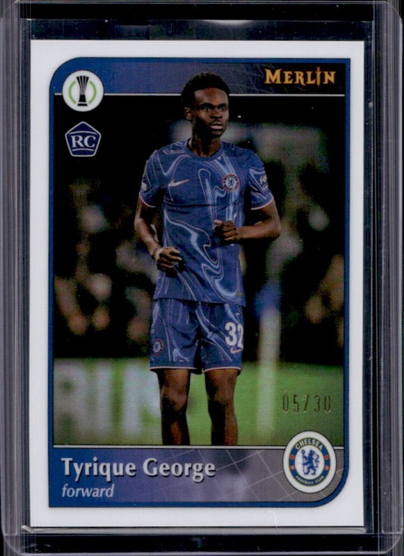 2024-25 Topps Merlin Chrome UEFA Tyrique George RC Pearl Refractor Rookie #/30