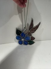 VTG Hummingbird flowers Stained Glass Suncatcher