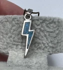 Southwestern Lightning Bolt Pendant Charm Silver Tone Turquoise Waldeck Johnson