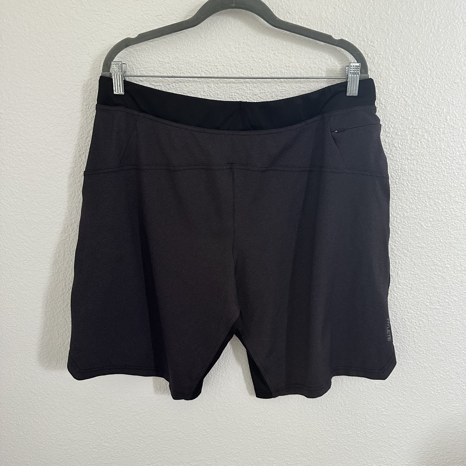 Hylete Helix Solid Gray Black Athletic Shorts Dra… - image 5