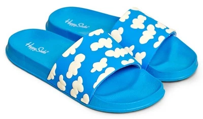 Happy Socks Pool Slider Cloudy Wolken Badeschuhe Badesandalen Badeschlappen blau