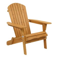 Wood Adirondack Chair Ergonomic Design, Folding Outdoor Patio Lounger Armchair