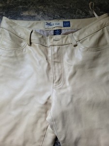 GAP 100% Leather Pants Bootcut 5 Pocket Cream Yellow Size 6
