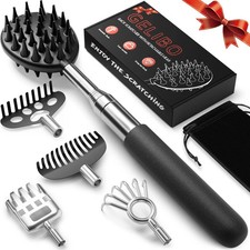 Telescoping Back Scratcher with 5Pcs Detachable Heads,Fathers Day Dad Gifts from