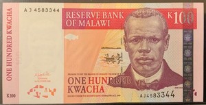 2001 MALAWI PAPER MONEY - 100 KWACHA UNCIRCULATED BANKNOTE!