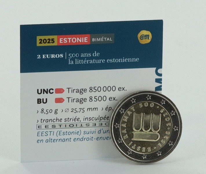 Estonie 2 Euros Commémo. 2025 - 500 Ans de Littérature Estonienne