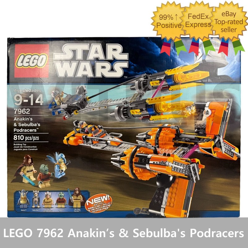LEGO 7962 Star Wars Anakin Skywalker and Sebulba's Podracers 810pcs SEALED=