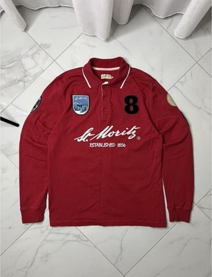 ST MORITZ #8 Mens polo shirt Medium size Engadin Swiss Alps Big Logo SUN
